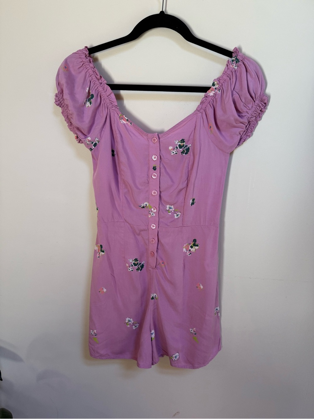 bp Lilac Floral Button-Front Romper